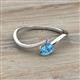 2 - Lucie Bold Oval Cut Blue Topaz and Round Tanzanite 2 Stone Promise Ring 