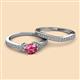2 - Freya 6.50 mm Pink Tourmaline and Diamond Butterfly Bridal Set Ring 
