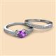 2 - Freya 6.50 mm Amethyst and Diamond Butterfly Bridal Set Ring 