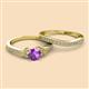 2 - Freya 6.50 mm Amethyst and Diamond Butterfly Bridal Set Ring 