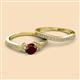 2 - Freya 6.50 mm Red Garnet and Diamond Butterfly Bridal Set Ring 