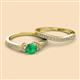 2 - Freya 6.00 mm Emerald and Diamond Butterfly Bridal Set Ring 