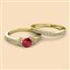 2 - Freya 6.00 mm Ruby and Diamond Butterfly Bridal Set Ring 
