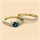 2 - Freya 6.50 mm Blue and White Diamond Butterfly Bridal Set Ring 