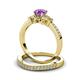 3 - Freya 6.50 mm Amethyst and Diamond Butterfly Bridal Set Ring 