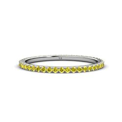Lara Yellow Sapphire Eternity Band Round Yellow Sapphire ctw French Set Womens Eternity Ring Stackable K White Gold