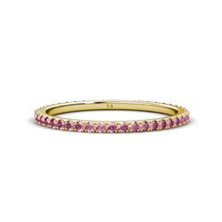 Lara Pink Tourmaline Eternity Band Round Pink Tourmaline ctw French Set Womens Eternity Ring Stackable K Yellow Gold