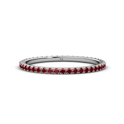 Lara Red Garnet Eternity Band Round Red Garnet ctw French Set Womens Eternity Ring Stackable Platinum