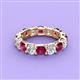 2 - Laida 4.52 ctw (4.00 mm) Rhodolite Garnet and Diamond Eternity Band 