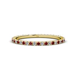 Lara Red Garnet and Diamond Eternity Band Round Red Garnet and Diamond ctw French Set Womens Eternity Ring Stackable K Yellow Gold