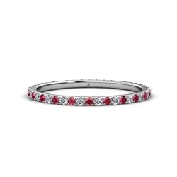 Lara Ruby and Diamond Eternity Band Round Ruby and Diamond ctw French Set Womens Eternity Ring Stackable K White Gold