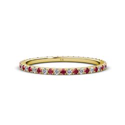 Lara Ruby and Diamond Eternity Band Round Ruby and Diamond ctw French Set Womens Eternity Ring Stackable K Yellow Gold