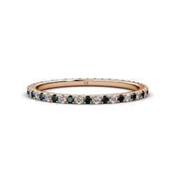 Lara Blue Diamond and Lab Grown Diamond Eternity Band Round Blue Diamond and Lab Grown Diamond ctw French Set Womens Eternity Ring Stackable K Rose Gold