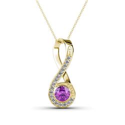 Mandana Round Amethyst and Diamond Vertical Infinity Pendant Necklace Round Amethyst and Diamond ctw Womens Vertical Infinity Pendant Necklace K Yellow GoldIncluded Inches K Yellow Gold Chain