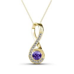 Mandana Round Iolite and Diamond Vertical Infinity Pendant Necklace Round Iolite and Diamond ctw Womens Vertical Infinity Pendant Necklace K Yellow GoldIncluded Inches K Yellow Gold Chain