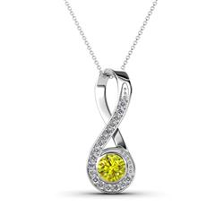 Mandana Round Yellow and White Diamond Vertical Infinity Pendant Necklace Round Yellow and White Diamond ctw Womens Vertical Infinity Pendant Necklace K White GoldIncluded Inches K White Gold Chain