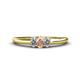 1 - Louisa 6x4 mm Oval Cut Morganite and Diamond Trellis Three Stone Engagement Ring 