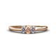 1 - Louisa 6x4 mm Oval Cut Morganite and Diamond Trellis Three Stone Engagement Ring 