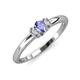 3 - Louisa 6x4 mm Oval Cut Tanzanite and Diamond Trellis Three Stone Engagement Ring 