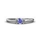 1 - Louisa 6x4 mm Oval Cut Tanzanite and Diamond Trellis Three Stone Engagement Ring 