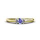 1 - Louisa 6x4 mm Oval Cut Tanzanite and Diamond Trellis Three Stone Engagement Ring 