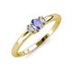 3 - Louisa 6x4 mm Oval Cut Tanzanite and Diamond Trellis Three Stone Engagement Ring 