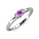 3 - Louisa 6x4 mm Oval Cut Amethyst and Diamond Trellis Three Stone Engagement Ring 