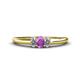 1 - Louisa 6x4 mm Oval Cut Amethyst and Diamond Trellis Three Stone Engagement Ring 