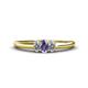 1 - Louisa 6x4 mm Oval Cut Iolite and Diamond Trellis Three Stone Engagement Ring 
