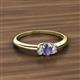 2 - Louisa 6x4 mm Oval Cut Iolite and Diamond Trellis Three Stone Engagement Ring 