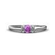 1 - Louisa 6x4 mm Oval Cut Amethyst and Diamond Trellis Three Stone Engagement Ring 