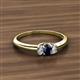 2 - Louisa 6x4 mm Oval Cut Blue Sapphire and Diamond Trellis Three Stone Engagement Ring 