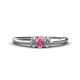 1 - Louisa 6x4 mm Oval Cut Pink Tourmaline and Diamond Trellis Three Stone Engagement Ring 