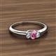 2 - Louisa 6x4 mm Oval Cut Pink Tourmaline and Diamond Trellis Three Stone Engagement Ring 