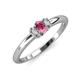 3 - Louisa 6x4 mm Oval Cut Pink Tourmaline and Diamond Trellis Three Stone Engagement Ring 