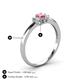 4 - Louisa 6x4 mm Oval Cut Pink Tourmaline and Diamond Trellis Three Stone Engagement Ring 