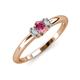 3 - Louisa 6x4 mm Oval Cut Pink Tourmaline and Diamond Trellis Three Stone Engagement Ring 