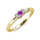 3 - Louisa 6x4 mm Oval Cut Amethyst and Diamond Trellis Three Stone Engagement Ring 