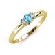 3 - Louisa 6x4 mm Oval Cut Blue Topaz and Diamond Trellis Three Stone Engagement Ring 
