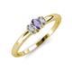 3 - Louisa 6x4 mm Oval Cut Iolite and Diamond Trellis Three Stone Engagement Ring 