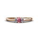 1 - Louisa 6x4 mm Oval Cut Rhodolite Garnet and Diamond Trellis Three Stone Engagement Ring 