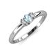 3 - Louisa 6x4 mm Oval Cut Aquamarine and Diamond Trellis Three Stone Engagement Ring 