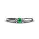 1 - Louisa 6x4 mm Oval Cut Emerald and Diamond Trellis Three Stone Engagement Ring 