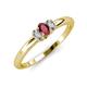 3 - Louisa 6x4 mm Oval Cut Ruby and Diamond Trellis Three Stone Engagement Ring 