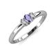 3 - Louisa 6x4 mm Oval Cut Iolite and Diamond Trellis Three Stone Engagement Ring 