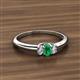 2 - Louisa 6x4 mm Oval Cut Emerald and Diamond Trellis Three Stone Engagement Ring 