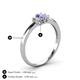 4 - Louisa 6x4 mm Oval Cut Tanzanite and Diamond Trellis Three Stone Engagement Ring 