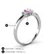 4 - Louisa 6x4 mm Oval Cut Pink Sapphire and Lab Grown Diamond Trellis Three Stone Engagement Ring 