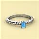 2 - Leona Bold Emerald Cut 6x4 mm Blue Topaz Solitaire Rope Engagement Ring 