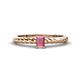 1 - Leona Bold Emerald Cut 6x4 mm Rhodolite Garnet Solitaire Rope Engagement Ring 